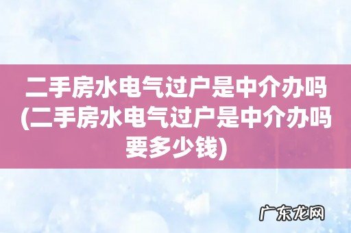 二手房水电气过户是中介办吗要多少钱 二手房水电气过户是中介办吗