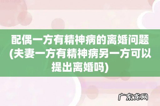 夫妻一方有精神病另一方可以提出离婚吗 配偶一方有精神病的离婚问题