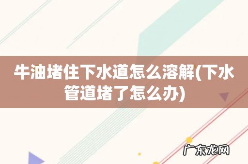 下水管道堵了怎么办 牛油堵住下水道怎么溶解
