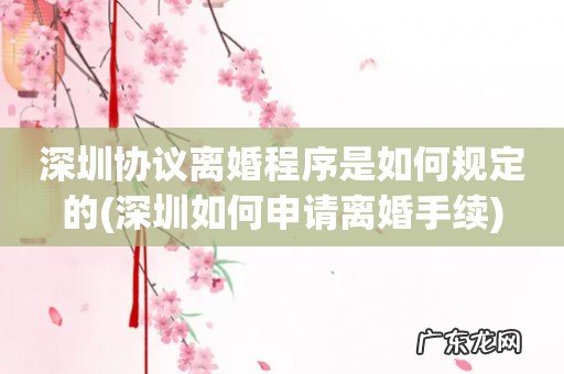 深圳如何申请离婚手续 深圳协议离婚程序是如何规定的