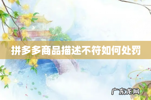 拼多多商品描述不符如何处罚