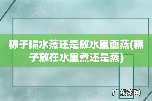 粽子放在水里煮还是蒸 粽子隔水蒸还是放水里面蒸