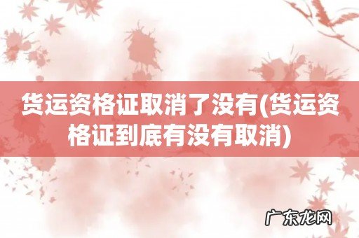 货运资格证到底有没有取消 货运资格证取消了没有
