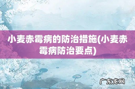 小麦赤霉病防治要点 小麦赤霉病的防治措施