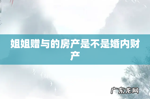 姐姐赠与的房产是不是婚内财产