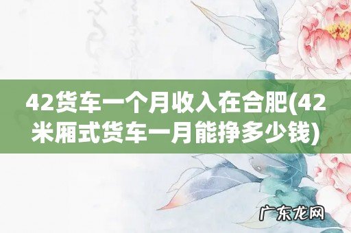 42米厢式货车一月能挣多少钱 42货车一个月收入在合肥