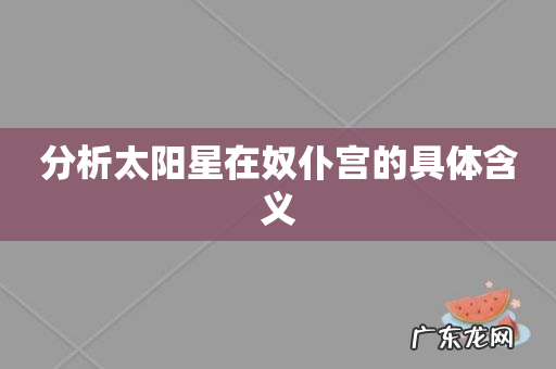 分析太阳星在奴仆宫的具体含义