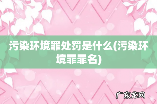 污染环境罪罪名 污染环境罪处罚是什么