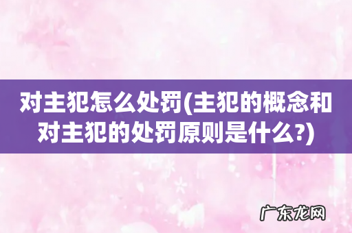 主犯的概念和对主犯的处罚原则是什么? 对主犯怎么处罚