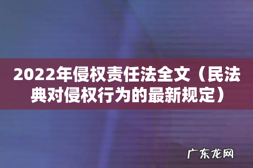 民法典对侵权行为的最新规定 2022年侵权责任法全文