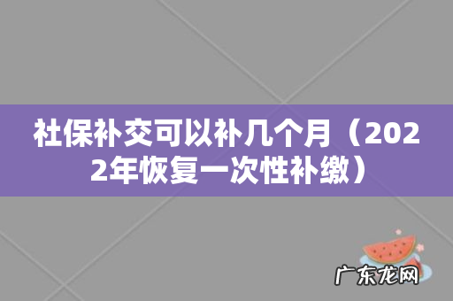 2022年恢复一次性补缴 社保补交可以补几个月