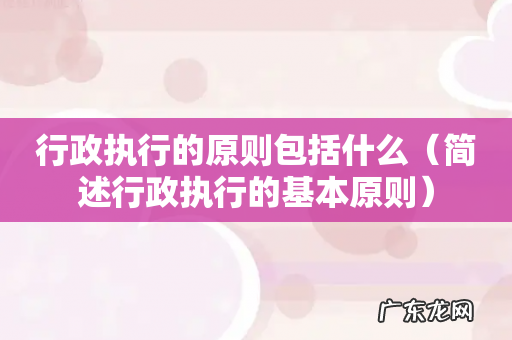 简述行政执行的基本原则 行政执行的原则包括什么