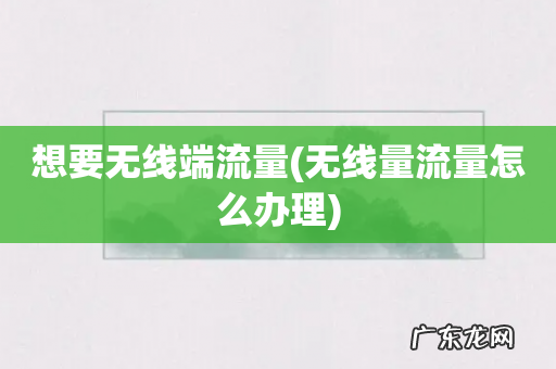 无线量流量怎么办理 想要无线端流量