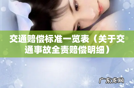 关于交通事故全责赔偿明细 交通赔偿标准一览表