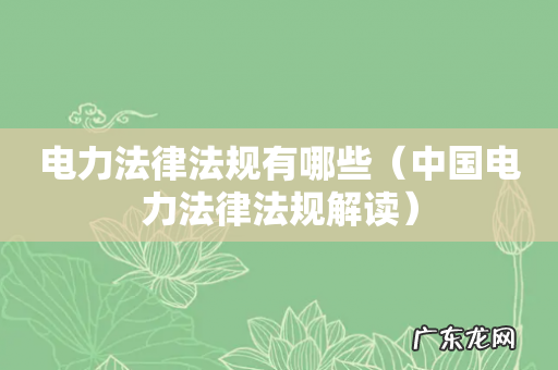 中国电力法律法规解读 电力法律法规有哪些