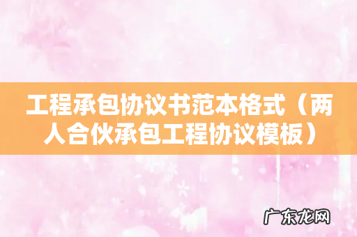 两人合伙承包工程协议模板 工程承包协议书范本格式