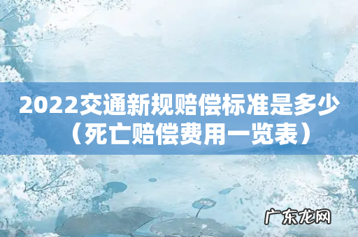 死亡赔偿费用一览表 2022交通新规赔偿标准是多少