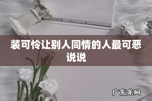 装可怜让别人同情的人最可恶说说