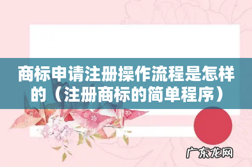 注册商标的简单程序 商标申请注册操作流程是怎样的