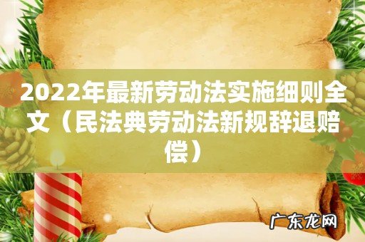 民法典劳动法新规辞退赔偿 2022年最新劳动法实施细则全文
