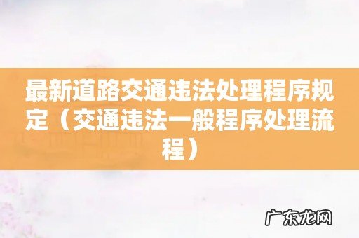 交通违法一般程序处理流程 最新道路交通违法处理程序规定