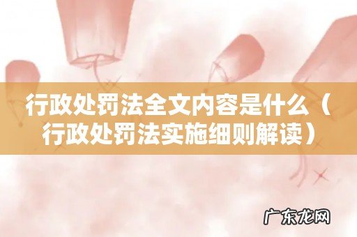 行政处罚法实施细则解读 行政处罚法全文内容是什么