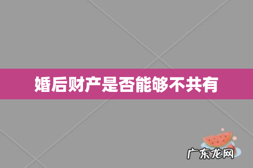 婚后财产是否能够不共有