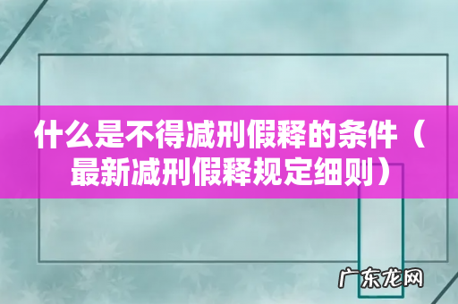 最新减刑假释规定细则 什么是不得减刑假释的条件