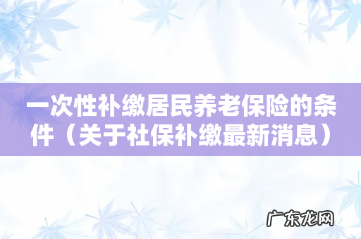 关于社保补缴最新消息 一次性补缴居民养老保险的条件