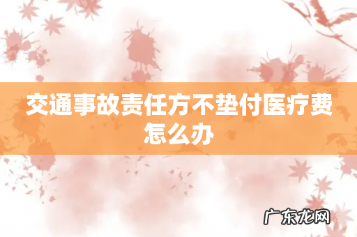 交通事故责任方不垫付医疗费怎么办