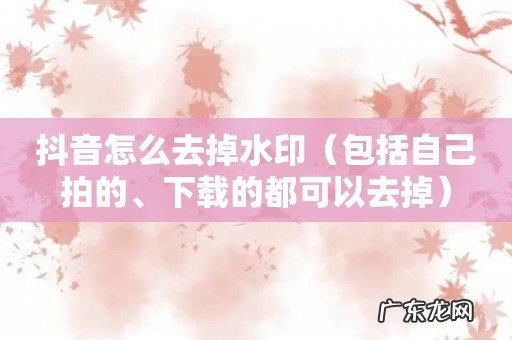 包括自己拍的、下载的都可以去掉 抖音怎么去掉水印