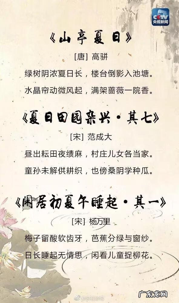 描写夏天的古诗句子 关于夏天的诗句古诗