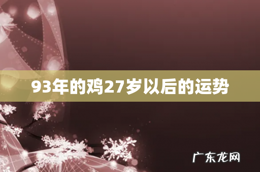 93年的鸡27岁以后的运势