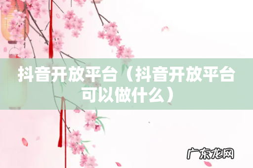 抖音开放平台可以做什么 抖音开放平台