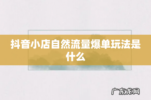 抖音小店自然流量爆单玩法是什么