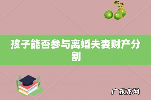 孩子能否参与离婚夫妻财产分割