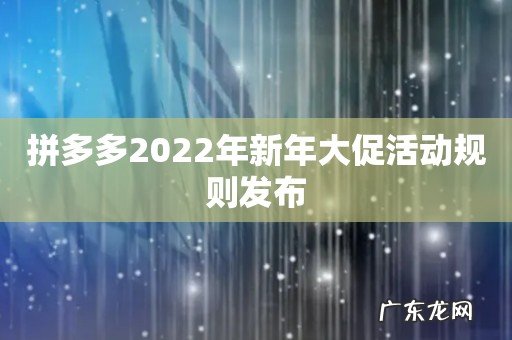 拼多多2022年新年大促活动规则发布