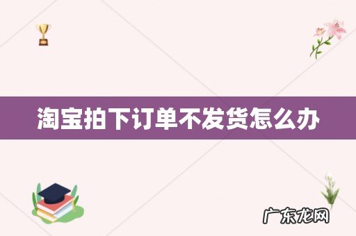 淘宝拍下订单不发货怎么办