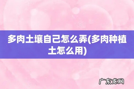 多肉种植土怎么用 多肉土壤自己怎么弄