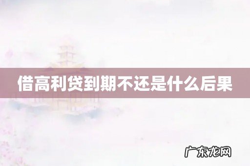 借高利贷到期不还是什么后果