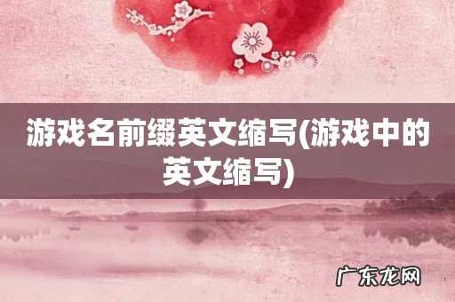 游戏中的英文缩写 游戏名前缀英文缩写