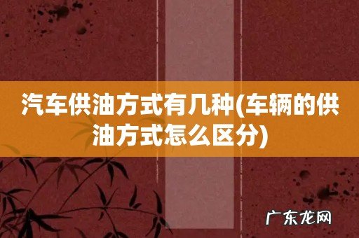 车辆的供油方式怎么区分 汽车供油方式有几种