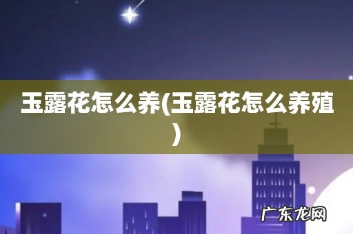 玉露花怎么养殖 玉露花怎么养