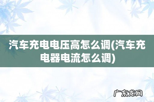 汽车充电器电流怎么调 汽车充电电压高怎么调