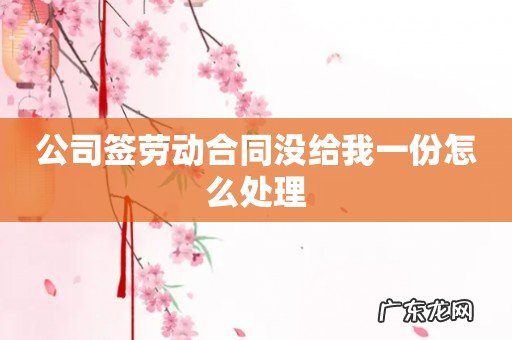 公司签劳动合同没给我一份怎么处理