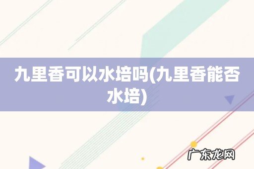 九里香能否水培 九里香可以水培吗