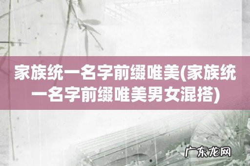 家族统一名字前缀唯美男女混搭 家族统一名字前缀唯美