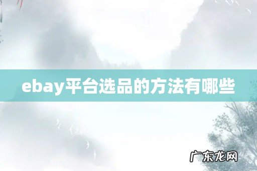 ebay平台选品的方法有哪些