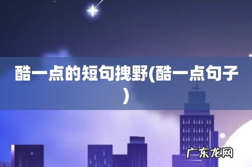 酷一点句子 酷一点的短句拽野