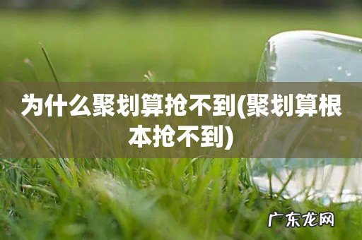 聚划算根本抢不到 为什么聚划算抢不到